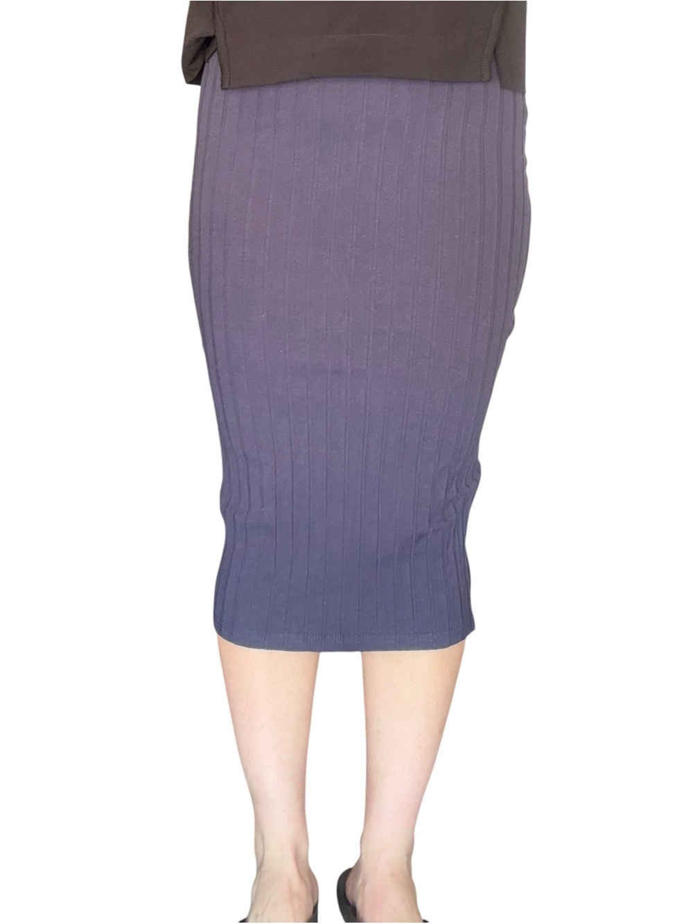Elastic waist rub knit pencil skirt